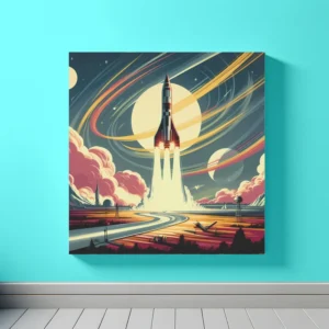 Galactic Launch Scene | Retro Rocket Space Art Print | LoveSpaceArt