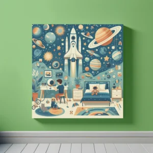 Space Bedroom | Illustrated Kids Space Art | LoveSpaceArt