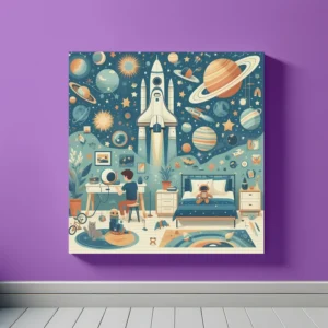 Space Bedroom | Illustrated Kids Space Art | LoveSpaceArt