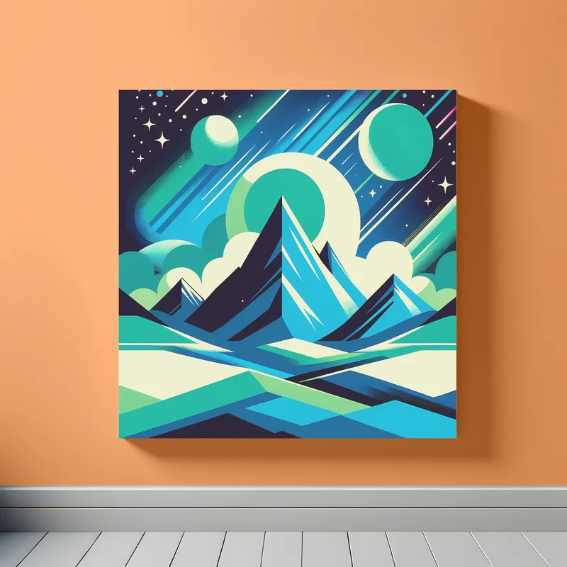 Alien Mountains | Turquoise Green | Minimalist Retro Space Art Print | LoveSpaceArt