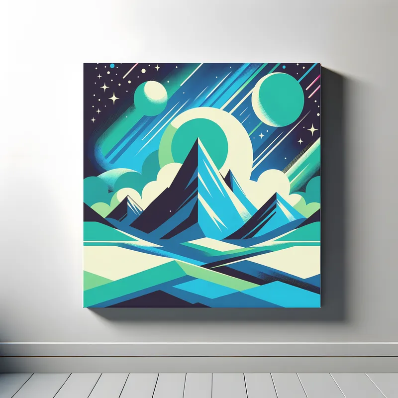 Alien Mountains | Turquoise Green | Minimalist Retro Space Art Print | LoveSpaceArt