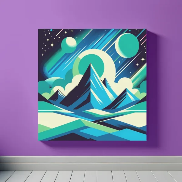 Alien Mountains | Turquoise Green | Minimalist Retro Space Art Print | LoveSpaceArt