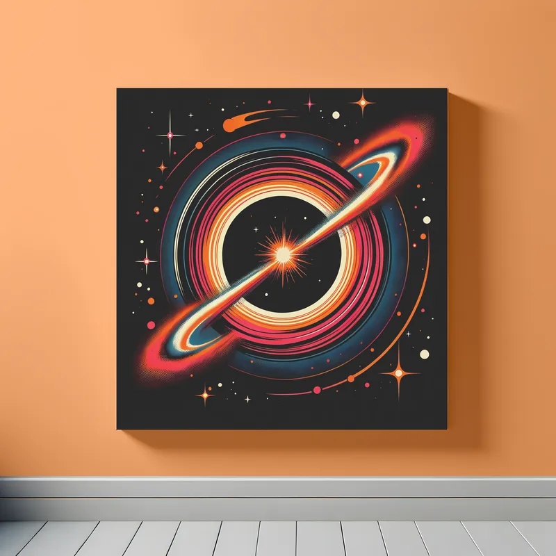 Black Hole Explosion | Red Yellow | Minimalist Retro Space Art Print | LoveSpaceArt