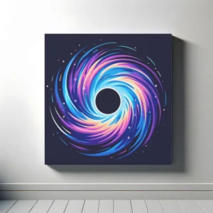 Blue Pink Black Hole | Minimalist Retro Space Art Print | LoveSpaceArt