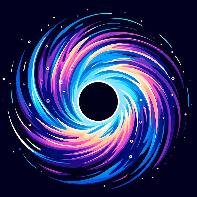 Blue Pink Black Hole | Minimalist Retro Space Art Print | LoveSpaceArt