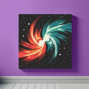 Colliding Galaxies | Orange Blue | Minimalist Retro Space Art Print | LoveSpaceArt