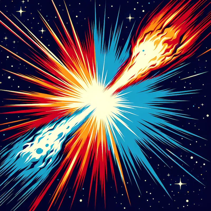 Fire And Ice Neutron Star | Minimalist Retro Space Art Print | LoveSpaceArt