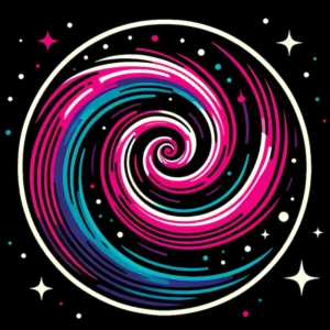 Fuschia Spiral Galaxy | Minimalist Retro Space Art Print | LoveSpaceArt