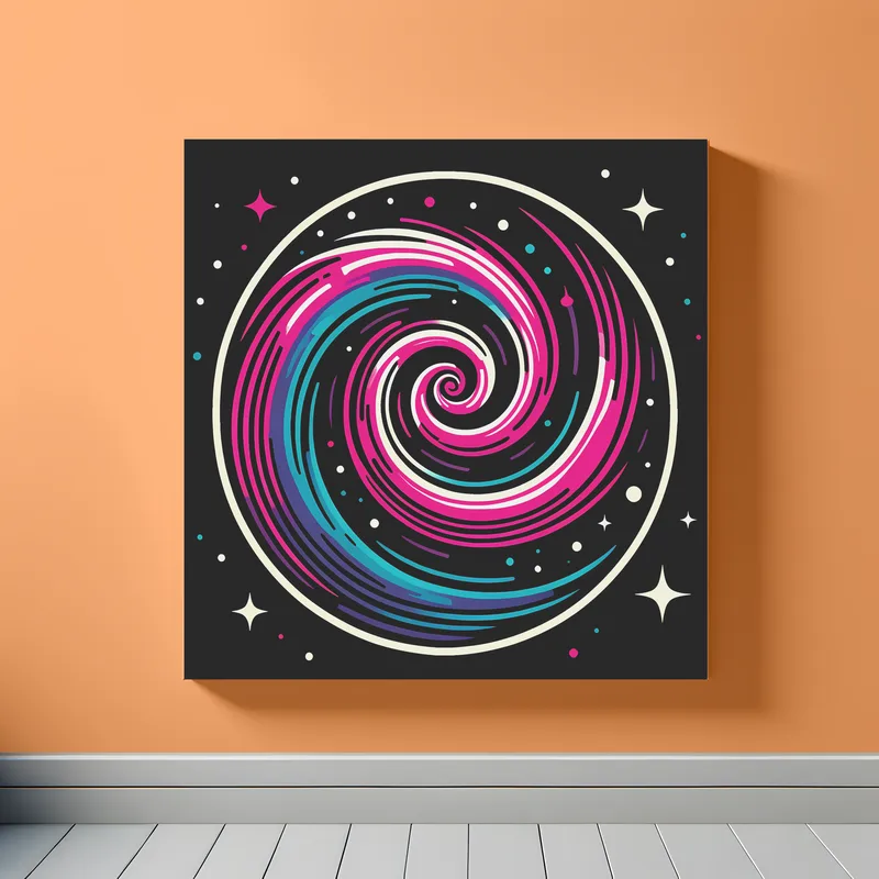 Fuschia Spiral Galaxy | Minimalist Retro Space Art Print | LoveSpaceArt