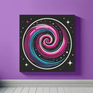 Fuschia Spiral Galaxy | Minimalist Retro Space Art Print | LoveSpaceArt