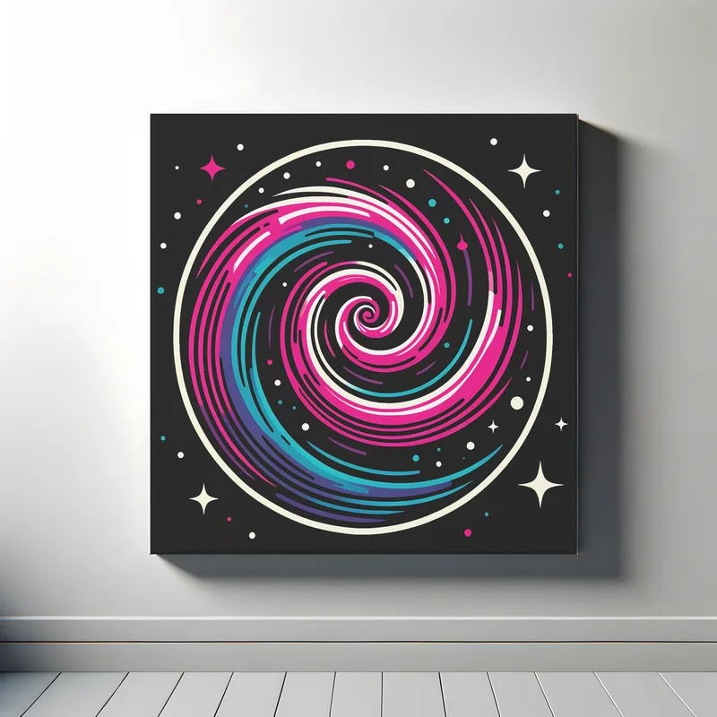 Fuschia Spiral Galaxy | Minimalist Retro Space Art Print | LoveSpaceArt