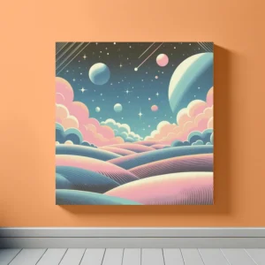 Peach Blue Alien Vista | Retro Space Art Print | LoveSpaceArt