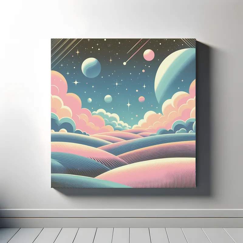 Peach Blue Alien Vista | Retro Space Art Print | LoveSpaceArt