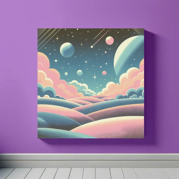 Peach Blue Alien Vista | Retro Space Art Print | LoveSpaceArt