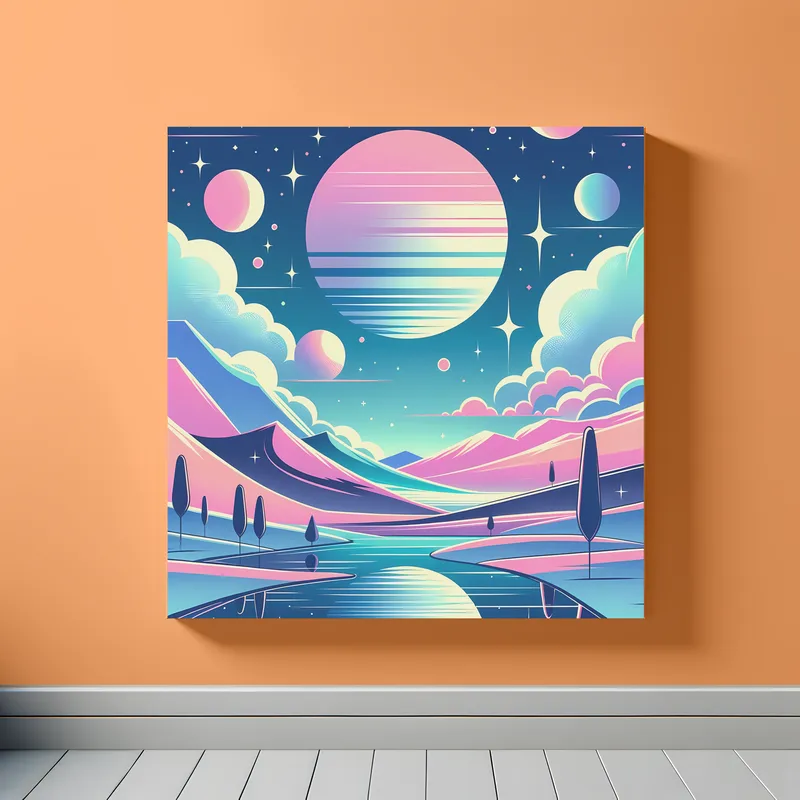 Pink Blue Pastel Alien World | Retro Space Art Print | LoveSpaceArt