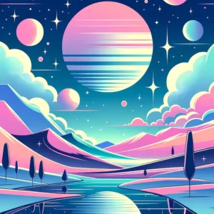 Pink Blue Pastel Alien World | Retro Space Art Print | LoveSpaceArt