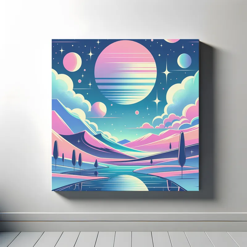 Pink Blue Pastel Alien World | Retro Space Art Print | LoveSpaceArt