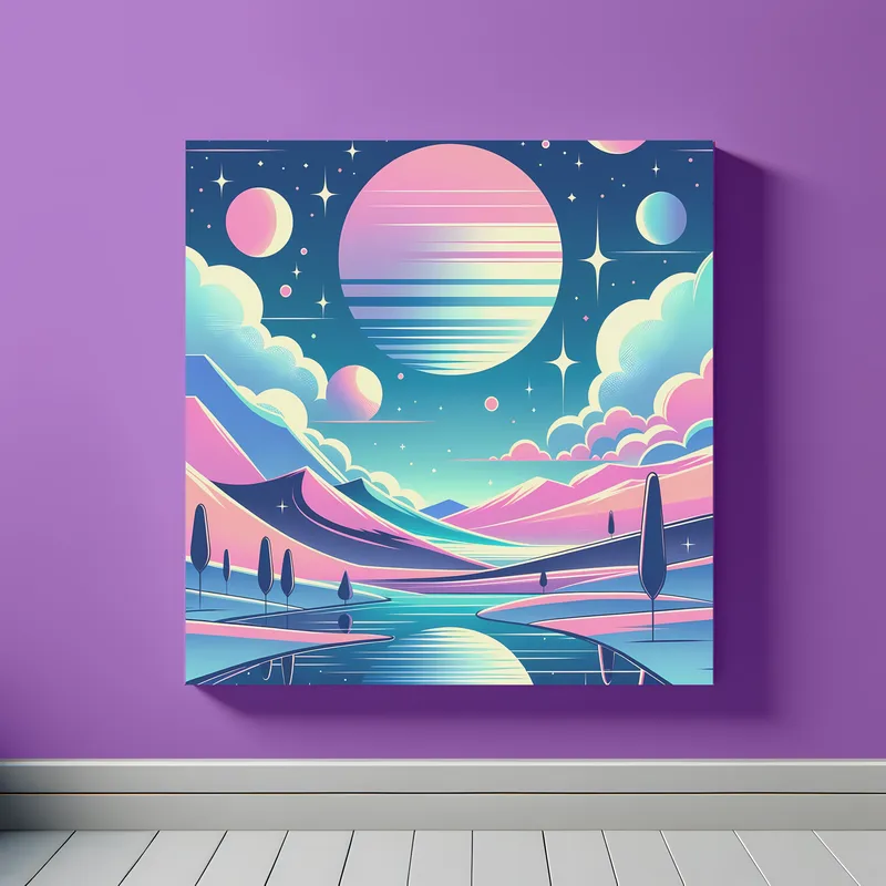 Pink Blue Pastel Alien World | Retro Space Art Print | LoveSpaceArt