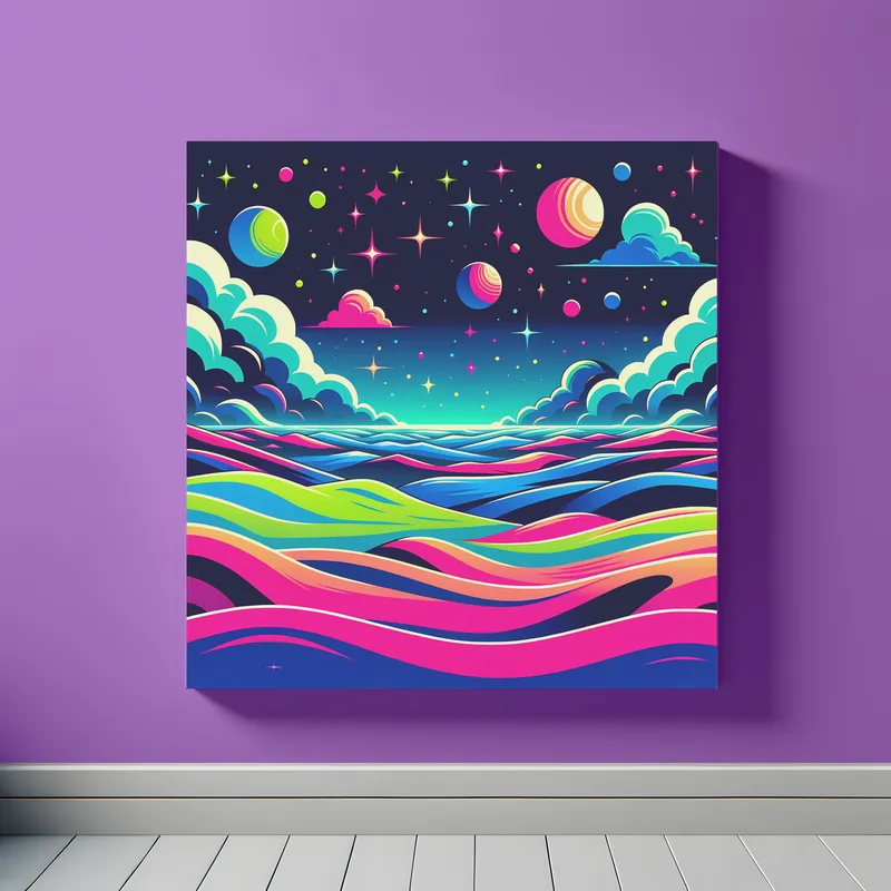 Pink Purple Alien Landscape | Minimalist Retro Space Art Print | LoveSpaceArt