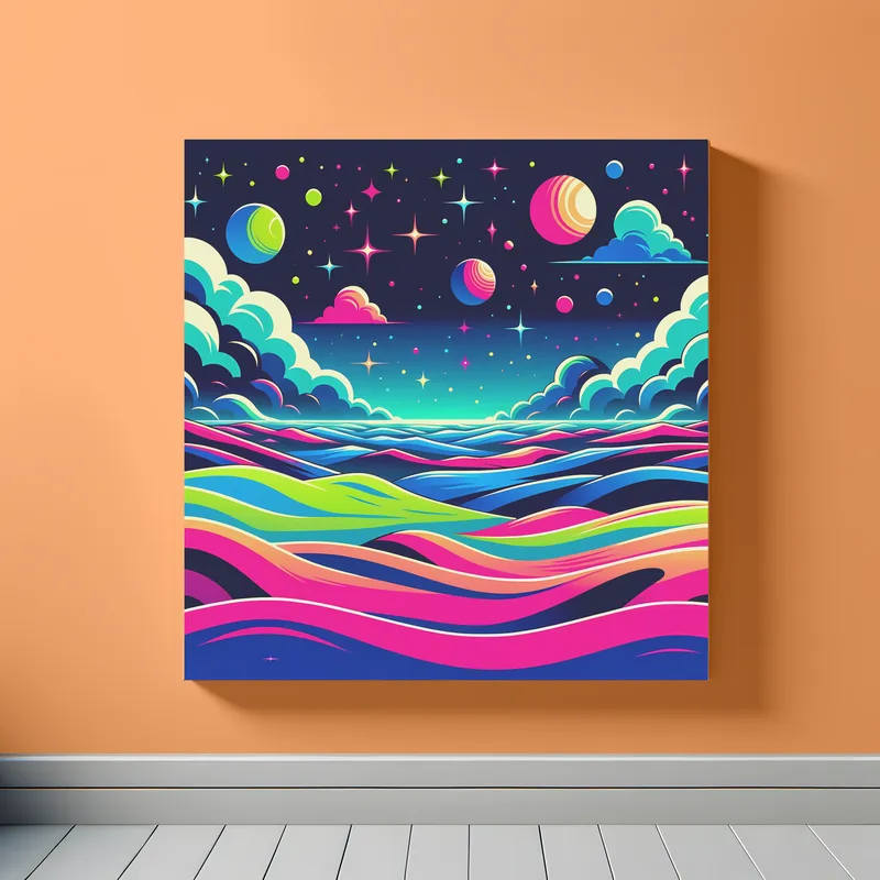 Pink Purple Alien Landscape | Minimalist Retro Space Art Print | LoveSpaceArt