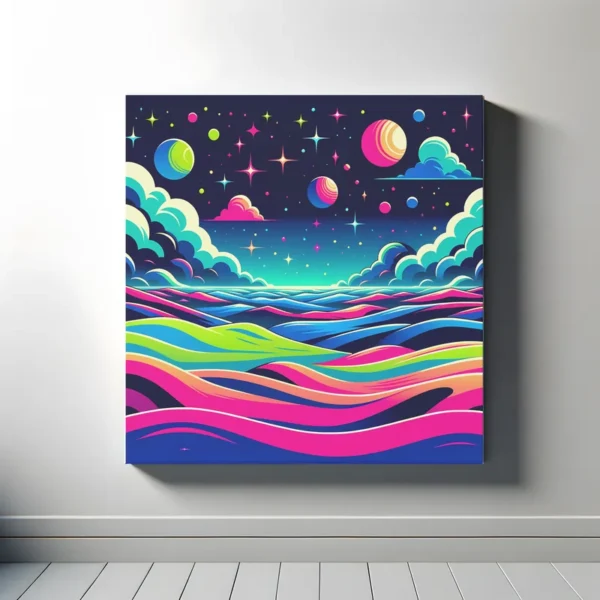 Pink Purple Alien Landscape | Minimalist Retro Space Art Print | LoveSpaceArt