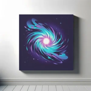 Purple Turquoise White Spiral Galaxy | Minimalist Retro Space Art Print | LoveSpaceArt