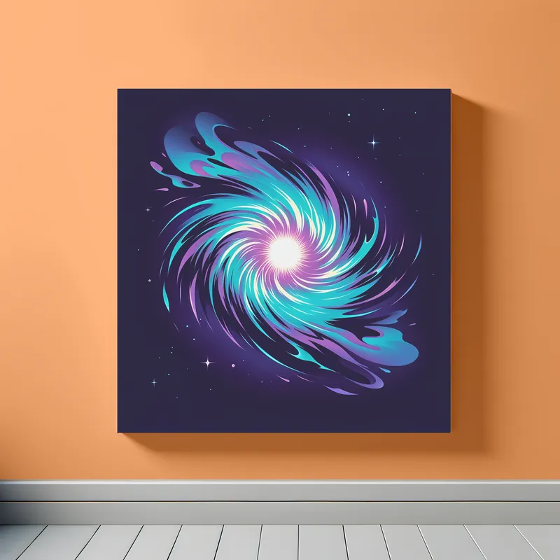 Purple Turquoise White Spiral Galaxy | Minimalist Retro Space Art Print | LoveSpaceArt