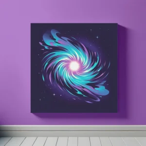 Purple Turquoise White Spiral Galaxy | Minimalist Retro Space Art Print | LoveSpaceArt