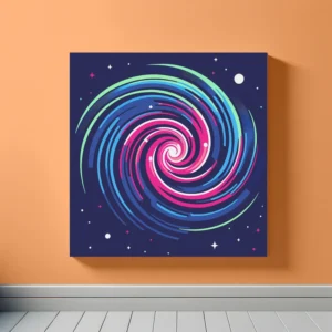 Red Green Spiral Galaxy | Minimalist Retro Space Art Print | LoveSpaceArt