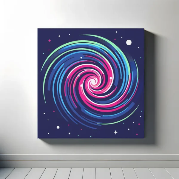 Red Green Spiral Galaxy | Minimalist Retro Space Art Print | LoveSpaceArt