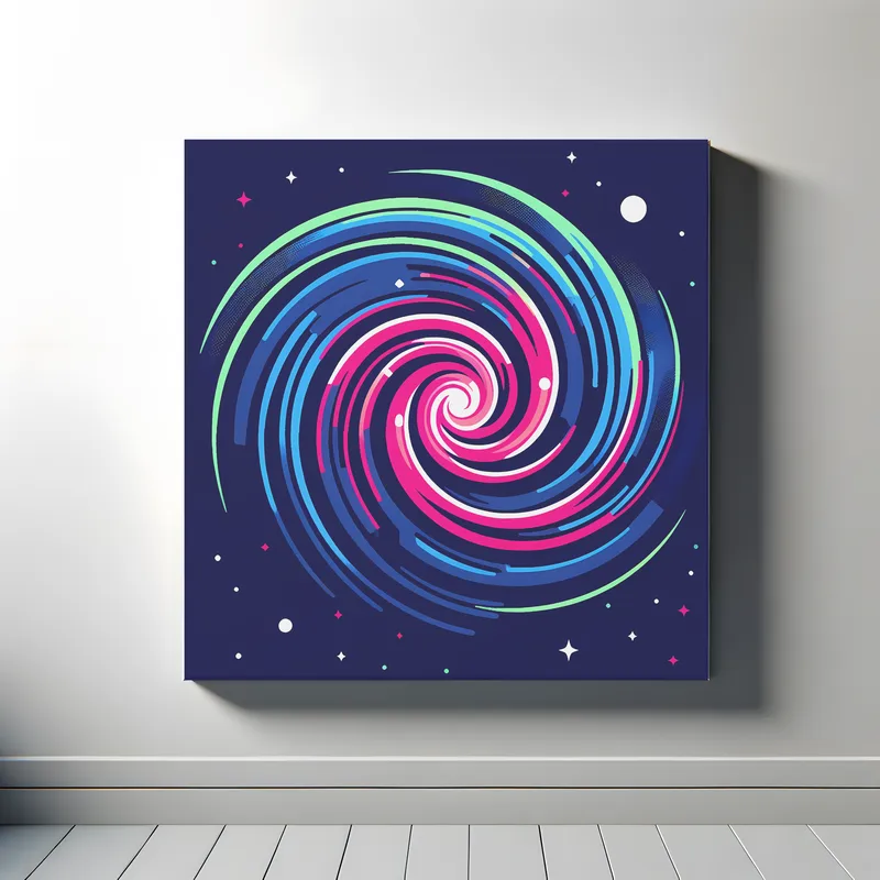 Red Green Spiral Galaxy | Minimalist Retro Space Art Print | LoveSpaceArt