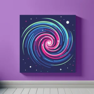 Red Green Spiral Galaxy | Minimalist Retro Space Art Print | LoveSpaceArt