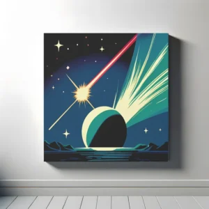 Shooting Star Lightning Planet | Minimalist Retro Space Art Print | LoveSpaceArt