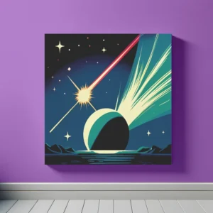 Shooting Star Lightning Planet | Minimalist Retro Space Art Print | LoveSpaceArt