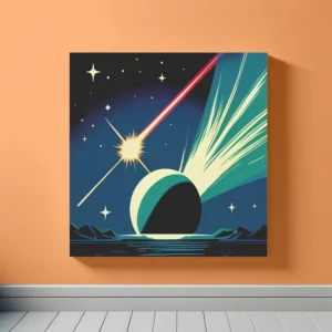 Shooting Star Lightning Planet | Minimalist Retro Space Art Print | LoveSpaceArt