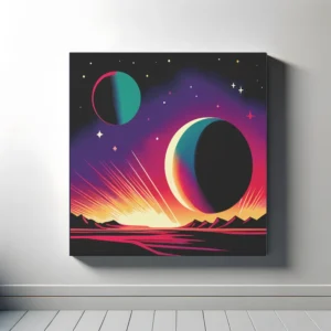 Sunset Planet Eclipse | Minimalist Retro Space Art Print | LoveSpaceArt